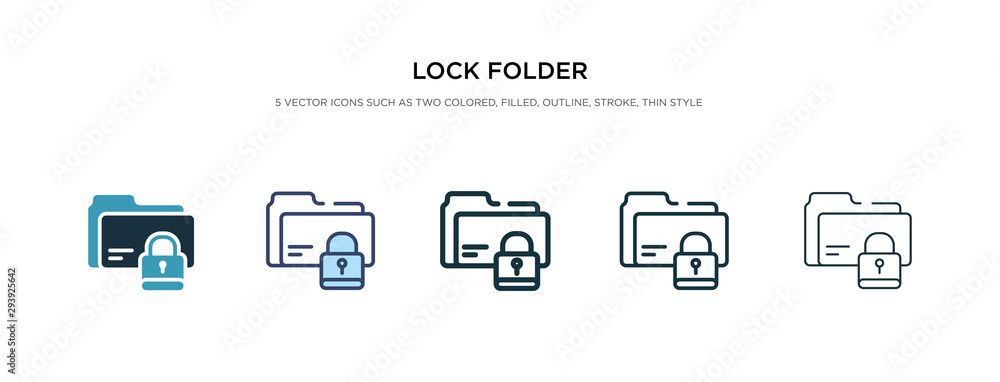 Poster lock folder icon in different style vector illustration. two colored and black lock folder vector ic