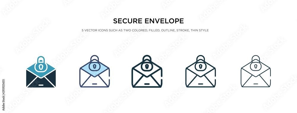 Poster secure envelope icon in different style vector illustration. two colored and black secure envelope v