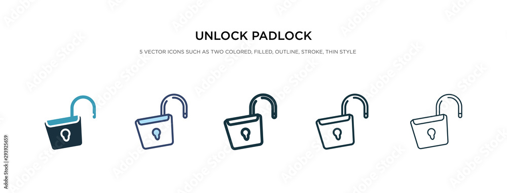 Aufkleber unlock padlock icon in different style vector illustration. two colored and black unlock padlock vec