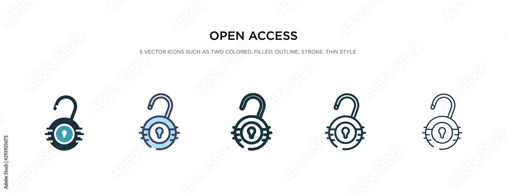 Poster open access icon in different style vector illustration. two colored and black open access vector ic
