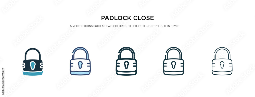Poster padlock close icon in different style vector illustration. two colored and black padlock close vecto