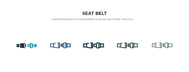 seat belt icon in different style vector illustration. two colored and black seat belt vector icons designed in filled, outline, line and stroke style can be used for web, mobile, ui
