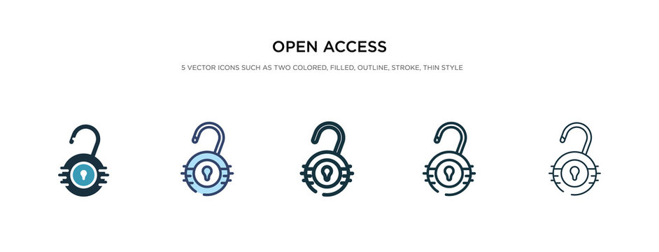 open access icon in different style vector illustration. two colored and black open access vector icons designed in filled, outline, line and stroke style can be used for web, mobile, ui