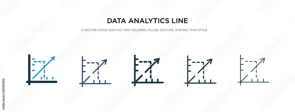 Aufkleber data analytics line graphic icon in different style vector illustration. two colored and black data 