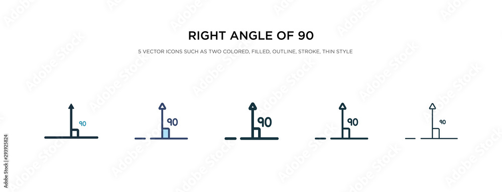 Poster right angle of 90 degrees icon in different style vector illustration. two colored and black right a