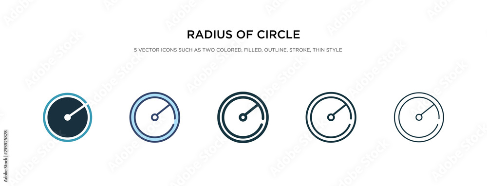 Aufkleber radius of circle icon in different style vector illustration. two colored and black radius of circle