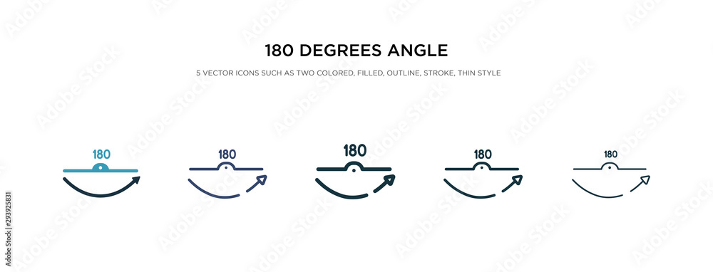 Poster 180 degrees angle icon in different style vector illustration. two colored and black 180 degrees ang
