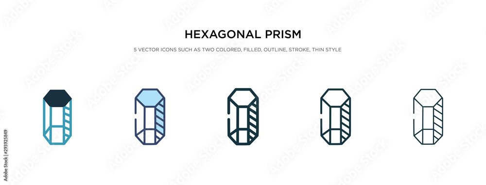 Poster hexagonal prism icon in different style vector illustration. two colored and black hexagonal prism v