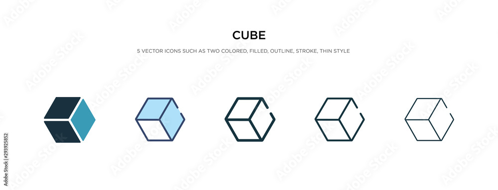 Poster cube icon in different style vector illustration. two colored and black cube vector icons designed i