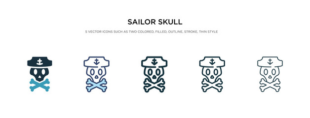 sailor skull icon in different style vector illustration. two colored and black sailor skull vector icons designed in filled, outline, line and stroke style can be used for web, mobile, ui