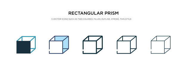 rectangular prism volume icon in different style vector illustration. two colored and black rectangular prism volume vector icons designed in filled, outline, line and stroke style can be used for