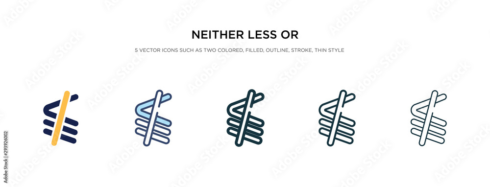 Poster neither less or exactly equal icon in different style vector illustration. two colored and black nei