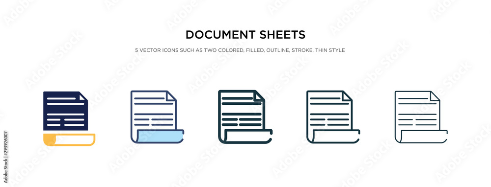 Poster document sheets icon in different style vector illustration. two colored and black document sheets v