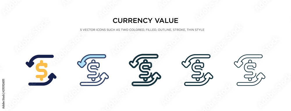 Poster currency value icon in different style vector illustration. two colored and black currency value vec
