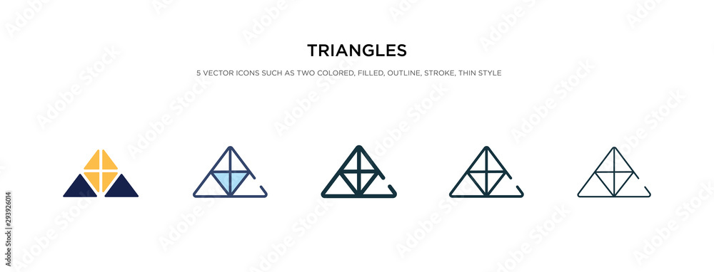 Poster triangles icon in different style vector illustration. two colored and black triangles vector icons 