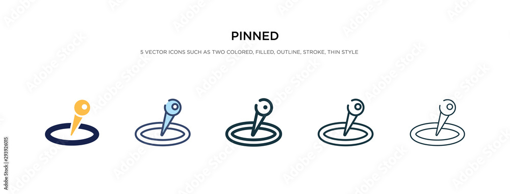 Poster pinned icon in different style vector illustration. two colored and black pinned vector icons design