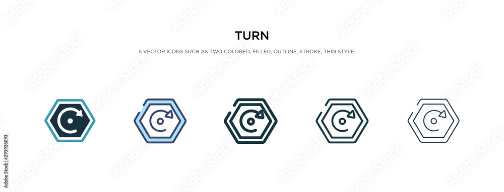 Poster turn icon in different style vector illustration. two colored and black turn vector icons designed i