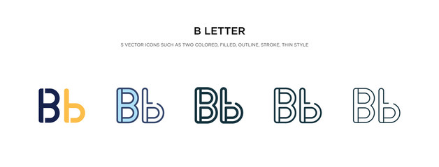 Fototapeta na wymiar b letter icon in different style vector illustration. two colored and black b letter vector icons designed in filled, outline, line and stroke style can be used for web, mobile, ui