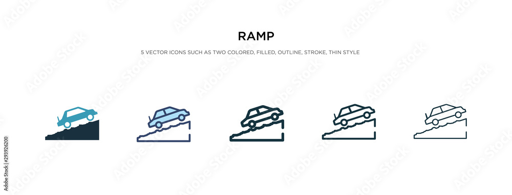 Poster ramp icon in different style vector illustration. two colored and black ramp vector icons designed i