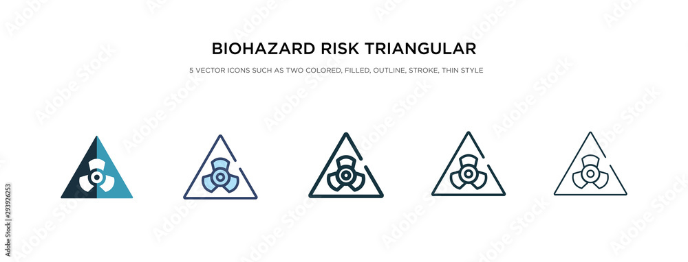Poster biohazard risk triangular icon in different style vector illustration. two colored and black biohaza