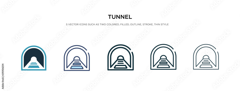 Poster tunnel icon in different style vector illustration. two colored and black tunnel vector icons design