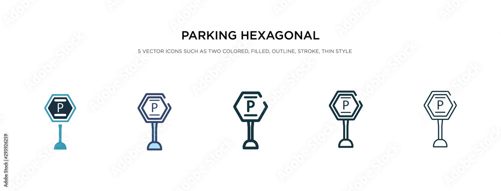 Poster parking hexagonal icon in different style vector illustration. two colored and black parking hexagon