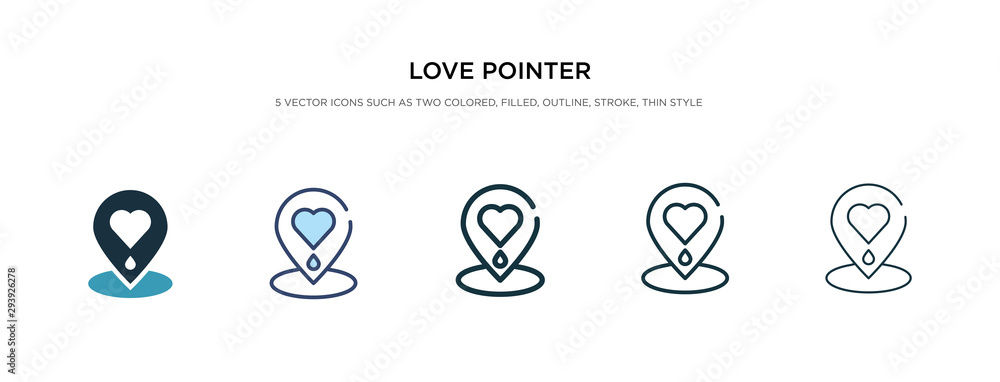 Poster love pointer icon in different style vector illustration. two colored and black love pointer vector 