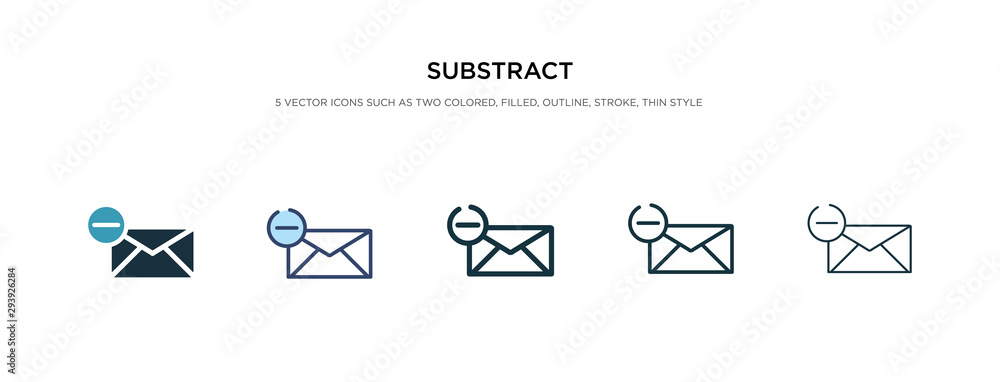 Poster substract icon in different style vector illustration. two colored and black substract vector icons 