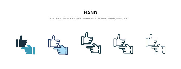 hand icon in different style vector illustration. two colored and black hand vector icons designed in filled, outline, line and stroke style can be used for web, mobile, ui
