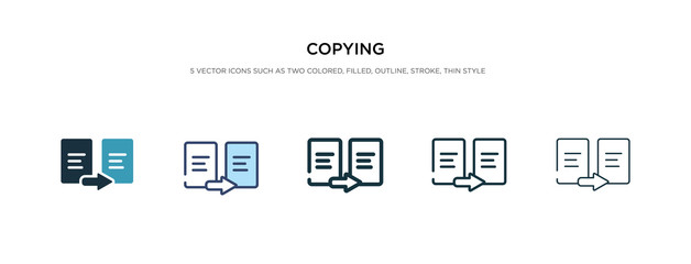 copying icon in different style vector illustration. two colored and black copying vector icons designed in filled, outline, line and stroke style can be used for web, mobile, ui