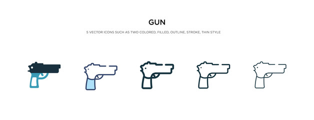 gun icon in different style vector illustration. two colored and black gun vector icons designed in filled, outline, line and stroke style can be used for web, mobile, ui