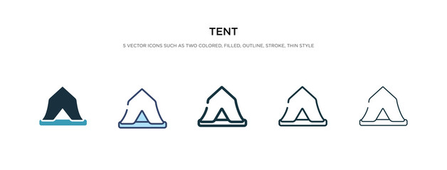 tent icon in different style vector illustration. two colored and black tent vector icons designed in filled, outline, line and stroke style can be used for web, mobile, ui