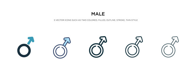 male icon in different style vector illustration. two colored and black male vector icons designed in filled, outline, line and stroke style can be used for web, mobile, ui