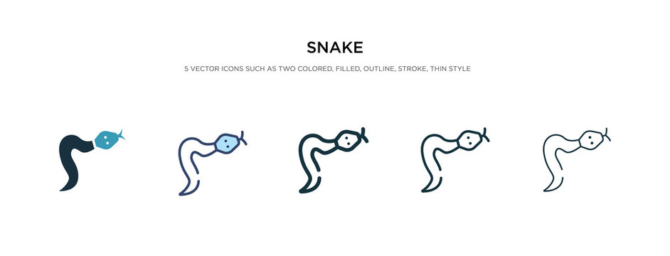 snake icon in different style vector illustration. two colored and black snake vector icons designed in filled, outline, line and stroke style can be used for web, mobile, ui