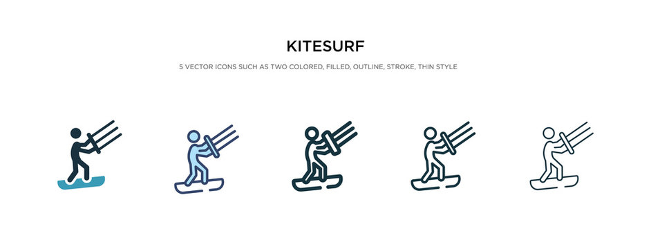 kitesurf icon in different style vector illustration. two colored and black kitesurf vector icons designed in filled, outline, line and stroke style can be used for web, mobile, ui