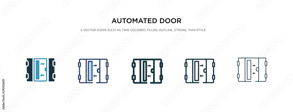 Poster automated door icon in different style vector illustration. two colored and black automated door vec