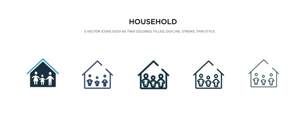 household icon in different style vector illustration. two colored and black household vector icons designed in filled, outline, line and stroke style can be used for web, mobile, ui