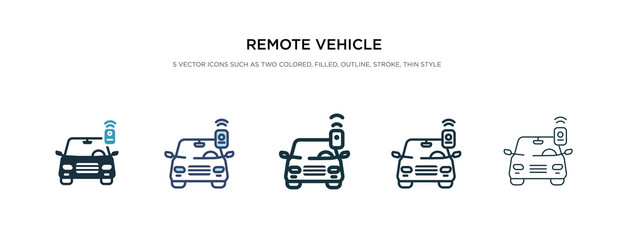 remote vehicle icon in different style vector illustration. two colored and black remote vehicle vector icons designed in filled, outline, line and stroke style can be used for web, mobile, ui