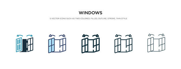 windows icon in different style vector illustration. two colored and black windows vector icons designed in filled, outline, line and stroke style can be used for web, mobile, ui