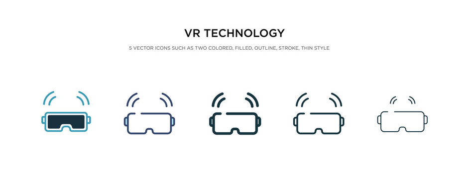vr technology icon in different style vector illustration. two colored and black vr technology vector icons designed in filled, outline, line and stroke style can be used for web, mobile, ui