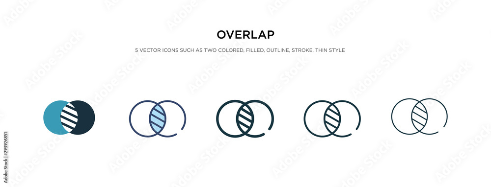 Poster overlap icon in different style vector illustration. two colored and black overlap vector icons desi