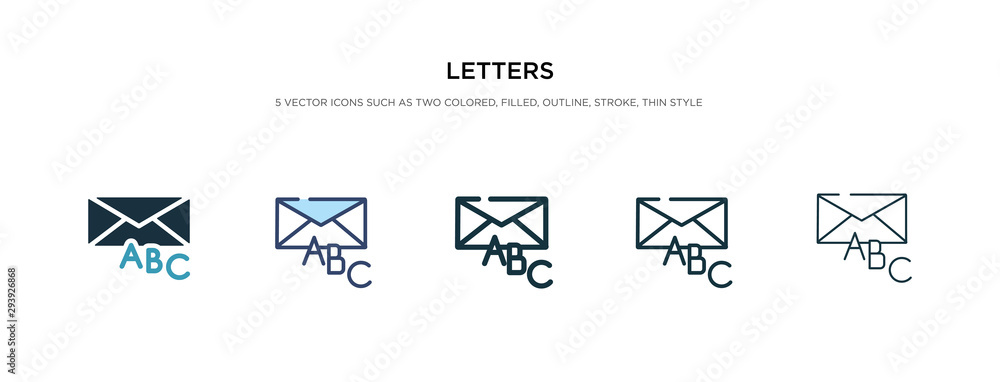 Poster letters icon in different style vector illustration. two colored and black letters vector icons desi
