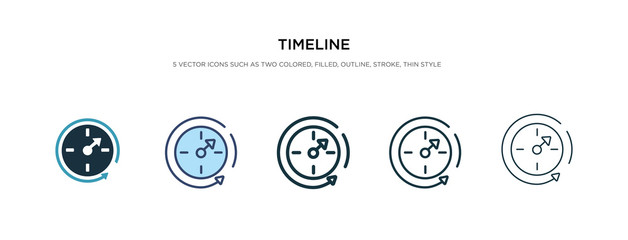 timeline icon in different style vector illustration. two colored and black timeline vector icons designed in filled, outline, line and stroke style can be used for web, mobile, ui - obrazy, fototapety, plakaty