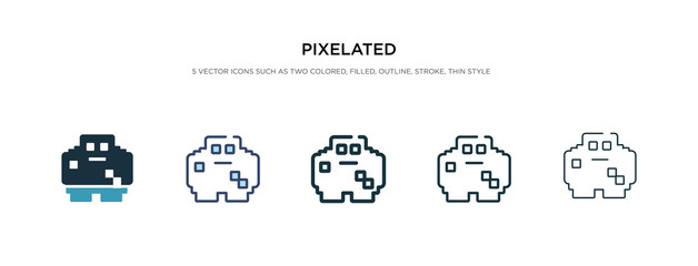 pixelated icon in different style vector illustration. two colored and black pixelated vector icons designed in filled, outline, line and stroke style can be used for web, mobile, ui