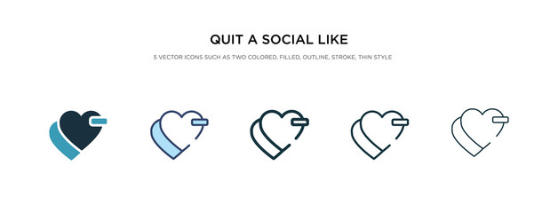 quit a social like icon in different style vector illustration. two colored and black quit a social like vector icons designed in filled, outline, line and stroke style can be used for web, mobile,