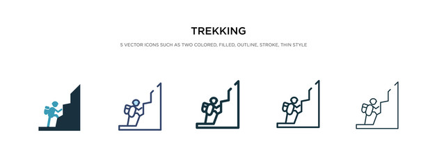 trekking icon in different style vector illustration. two colored and black trekking vector icons designed in filled, outline, line and stroke style can be used for web, mobile, ui