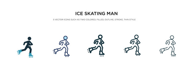 ice skating man icon in different style vector illustration. two colored and black ice skating man vector icons designed in filled, outline, line and stroke style can be used for web, mobile, ui