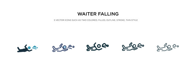 waiter falling icon in different style vector illustration. two colored and black waiter falling vector icons designed in filled, outline, line and stroke style can be used for web, mobile, ui