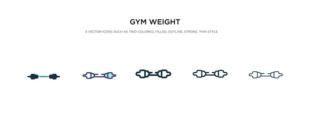 gym weight icon in different style vector illustration. two colored and black gym weight vector icons designed in filled, outline, line and stroke style can be used for web, mobile, ui