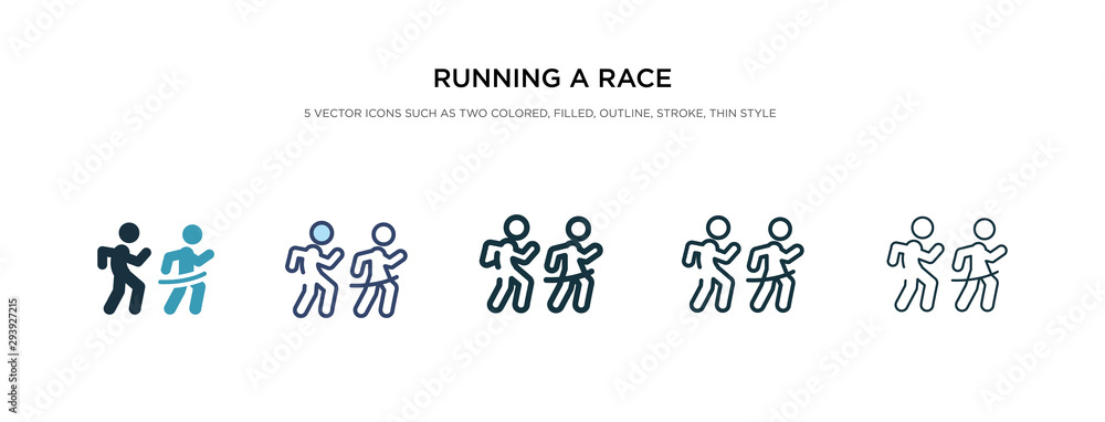 Poster running a race icon in different style vector illustration. two colored and black running a race vec